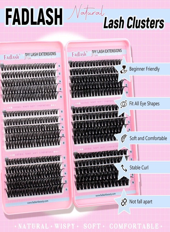 FADLASH Eyelash Clusters 30D+40D+50D+60D+80D+100D Individual Lashes Extensions D Curl Wispy Lash Clusters 10-18mm Natural Fluffy Cluster Eyelash DIY Eyelash Extensions for Beginners - Image 2